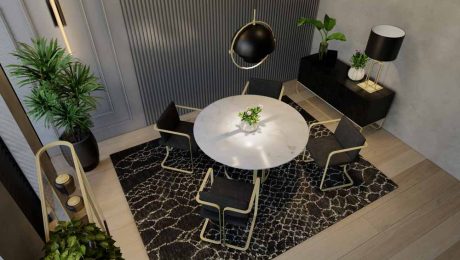 Carpet tiles installed in a modern commercial interior